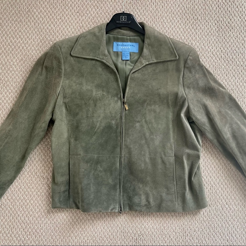 Doncaster Sport- Leather Jacket Sage Green Zip Front Closure New Sz 16